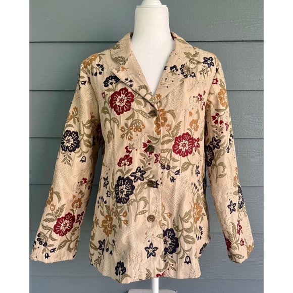 Alfred Dunner Jackets & Blazers - Alfred Dunner Colorful Floral Beige Blazer 10